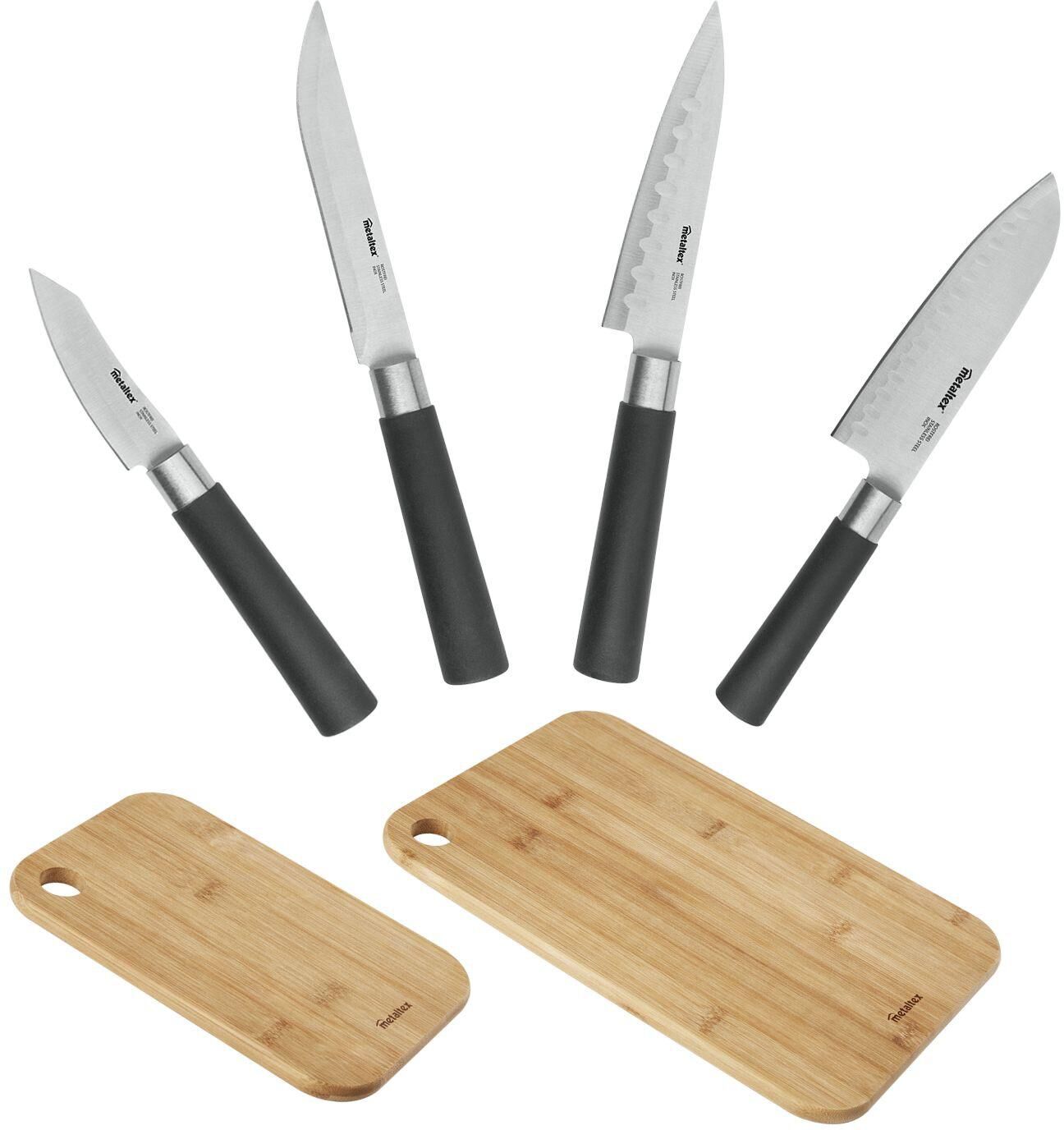 Messer-Set METALTEX "Asia", schwarz (natur, schwarz, silberfarben), Edelstahl, Kochmesser-Sets