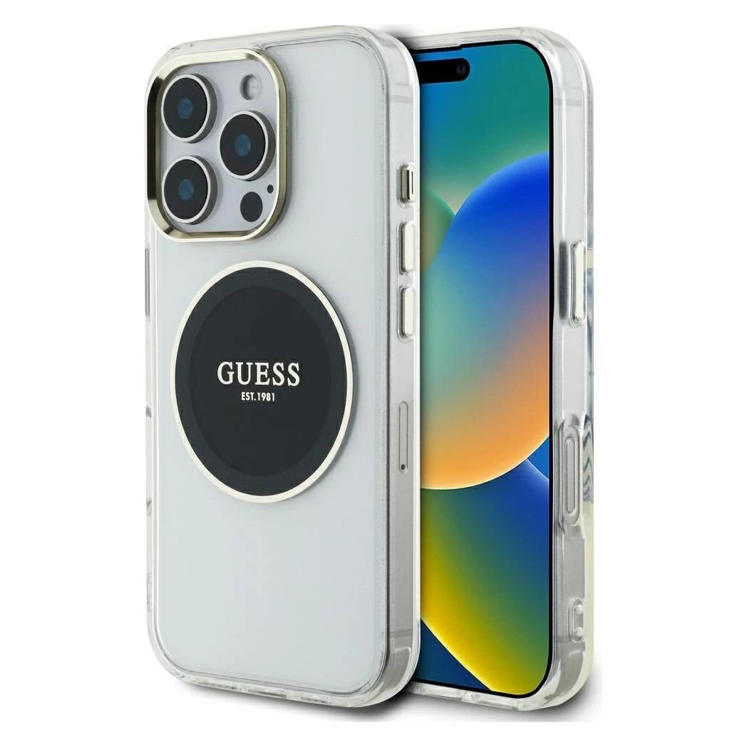 Guess Case IML Metal Colored Circle Classic Logo MagSafe for iPhone 16 Pro black (Apple iPhone 16 Pro) (GUHMP16LHTDRCEDK)