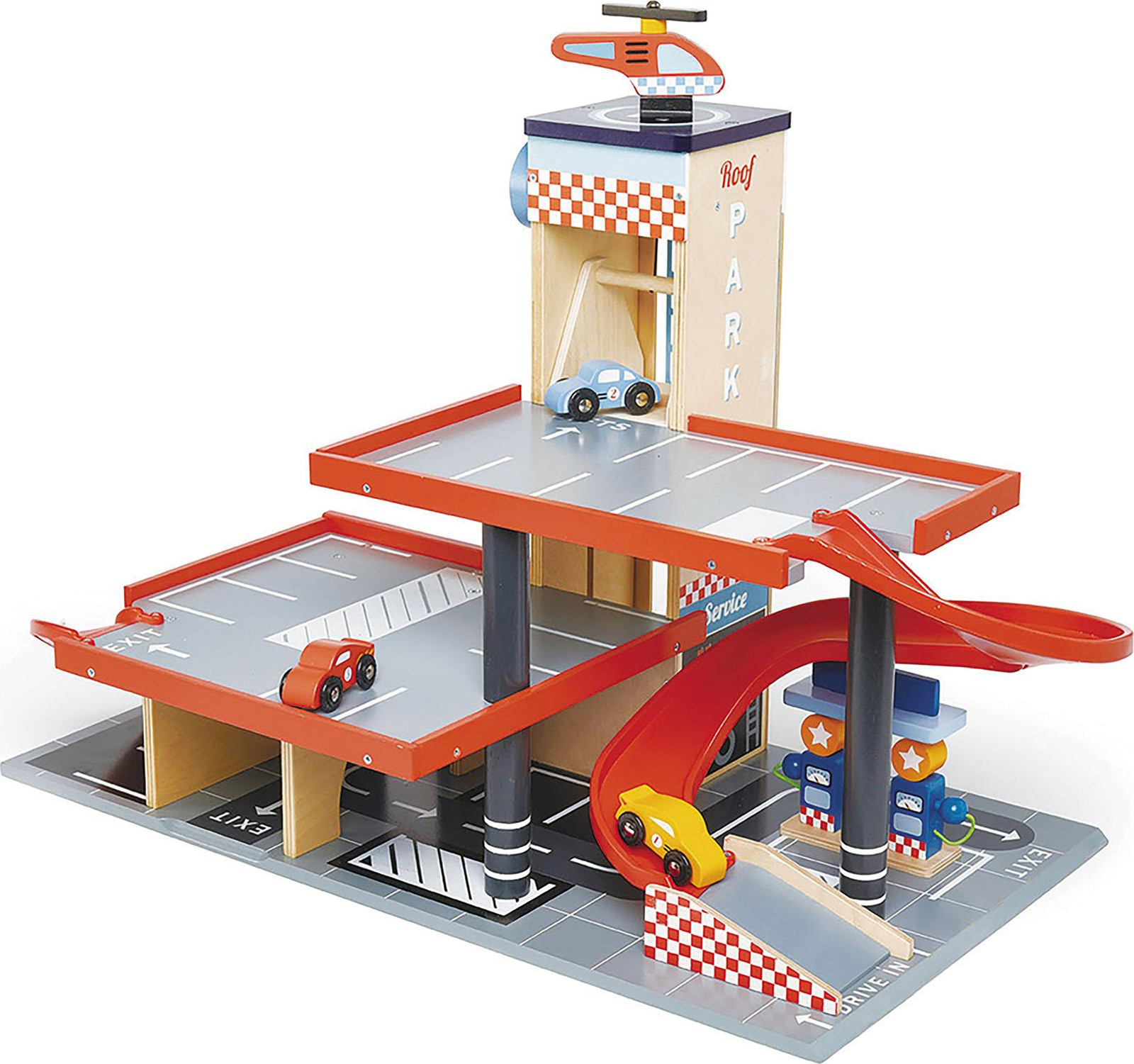 Tender Leaf Toys Blauwe Vogel Tankstation Speelgoed voor kinderen vanaf 3 jaar