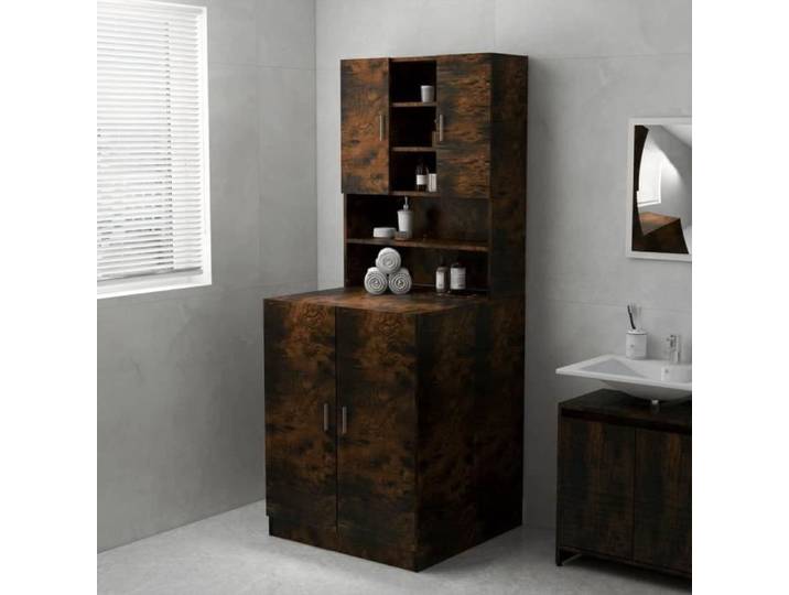 homiuse Meuble pour Machine à Laver Chêne Fumé 71x71 5x91 5 cm 2 Portes Meuble de Rangement Machine A Laver Meuble Machine à [181]