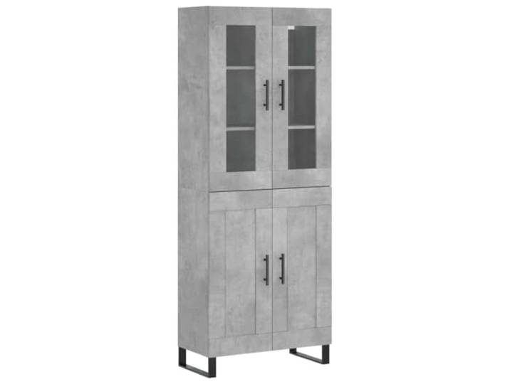 Roanoer Highboard Betongrau 69,5x34x180 cm Schrank mit Metallfüßen Stilvoller Mehrzweckschrank für Wohnzimmer und Flur aus robustem Holzwerkstoff mit stabilen metallenen Standfüßen.