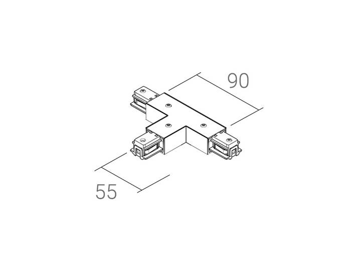 Ivela T-Verbinder SQUARE 48 V, weiß, Schutzleiter rechts V, weiß / opal, Kunststoff