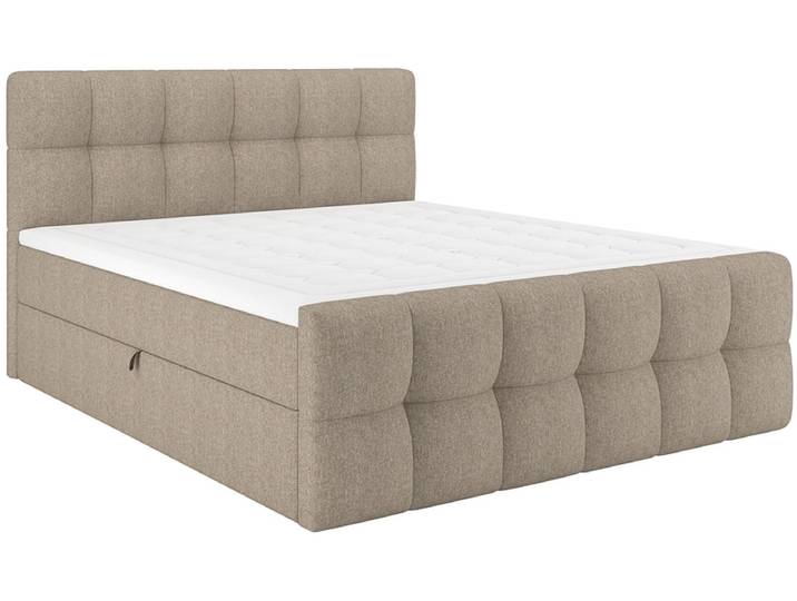 Boxspringbett BELLAGIO hellbraun 180x200cm halbfest