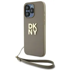 DKNY Wrist Strap Stock Logo - Hülle für iPhone 15 Pro (beige)