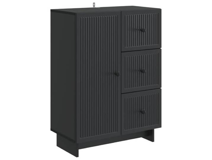 Sideboard Schwarz 66 x 34,5 x 90 cm Holzwerkstoff Metallknopf-Drehgriffe, 90°-Pendeltüren, Regal-Bauweise, Wandbefestigung, Vintage-Stil