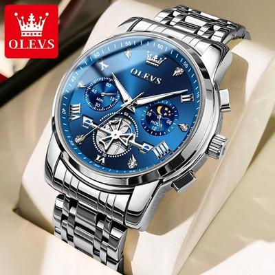 Uplifted Finds OLEVS 2856 Stainless Steel Quartz Mens Watch sky Blue