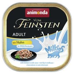 animonda Vom Feinsten Adult mit Milkies-Saucen 100g Schale Katzennassfutter Sparpaket 64 x 100 Gramm Huhn in Milchsauce