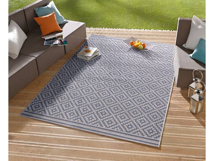 Teppich HANSE HOME Raute , blau, B:240cm H:8mm L:340cm, Kunstfaser, Teppiche, Teppich, In-& Outdoor, Wetterfest, Balkon, Läufer, Wohnzimmer, Terrasse, Raute