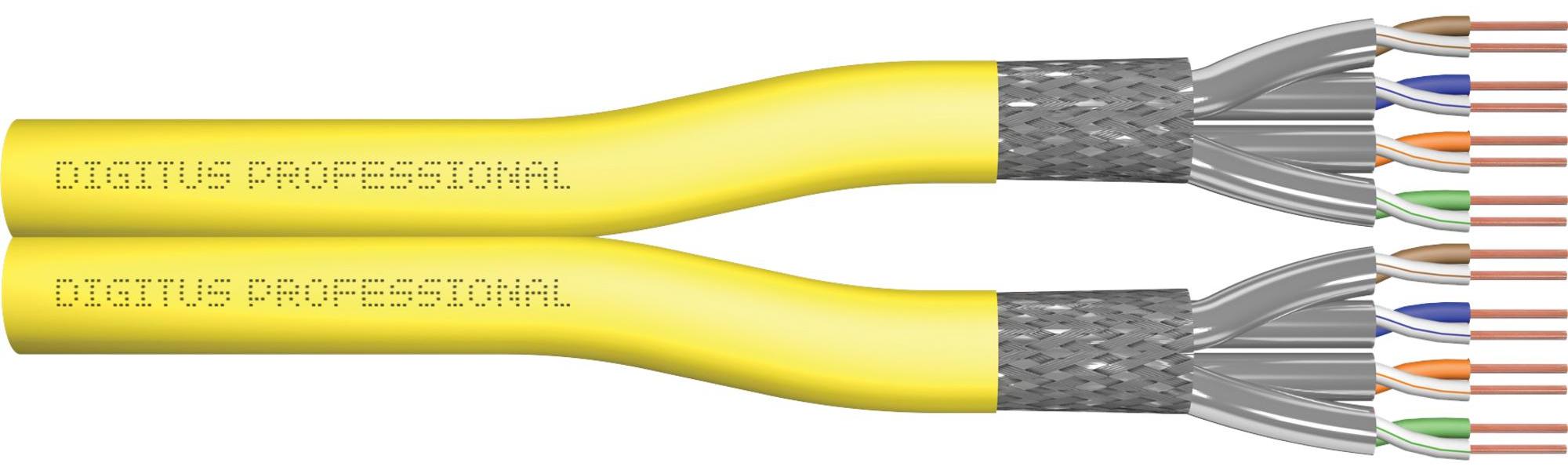 Digitus CAT 7A S/FTP, Datenkabel - Verlegekabel, 500 m, Duplex, Cca, GHMT PVP , 500 m, Cat7a, S/FTP (S-STP), Gelb