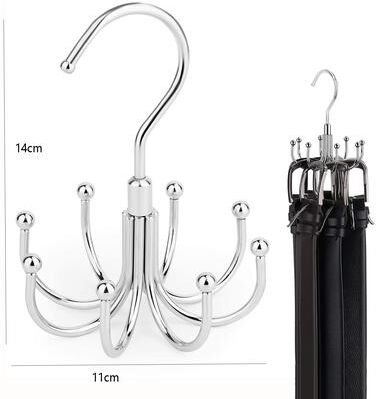 USA Free Shipping Shop 360 Rotating Space Saving Hanger With 8 Hooks For Belt Organizer & Closet Storage white