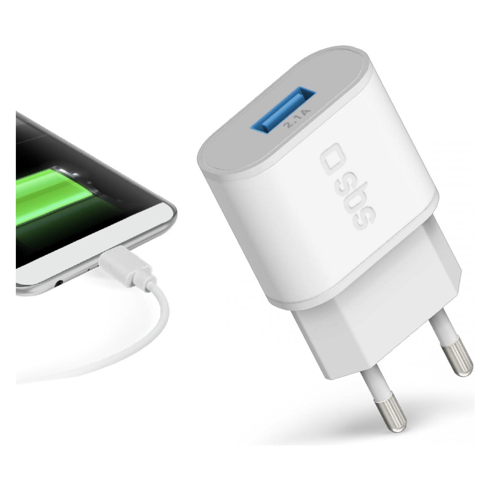 SBS TETR1USB2AWFAST Ladegerät für Mobilgeräte Indoor Weiss (10 W, 1 Port) (TETR1USB2AWFAST)