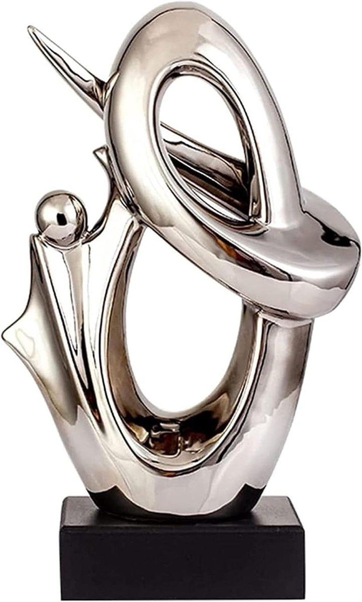 Abstracte Keramische Sculptuur voor Bureau of Woonkamer - Zilver Goud