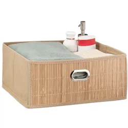 Relaxdays 5 x Aufbewahrungskorb Bambus natur Beige,Hellbraun