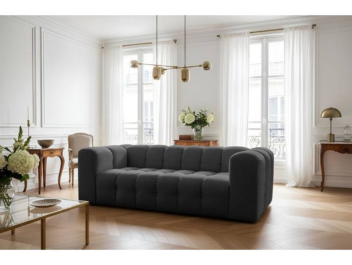 Fun Möbel 3-Sitzer Sofa Designersofa FUN LEONOR, Stoff Moly oder Tiffani, Sofa-Rücken echt bezogen