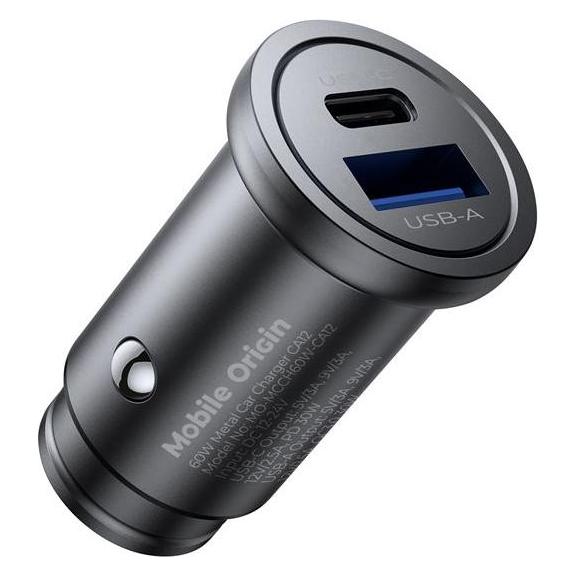 Mobile Origin Metal Car Charger 30W CA12 - USB-C USB-A (MO-MCCH30W-CA12)