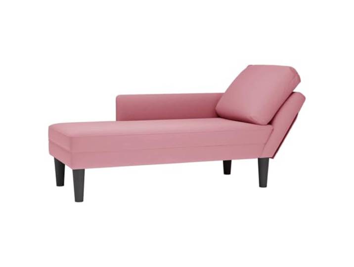 smnyxs Langer Sessel, Velours, Rosa, mit Lendenkissen und Armlehne rechts Hochelastischer Schaumstoff, weicher Samtstoff, Lendenkissen im Lieferumfang enthalten, für Wohnzimmer, Schlafzimmer, Büro