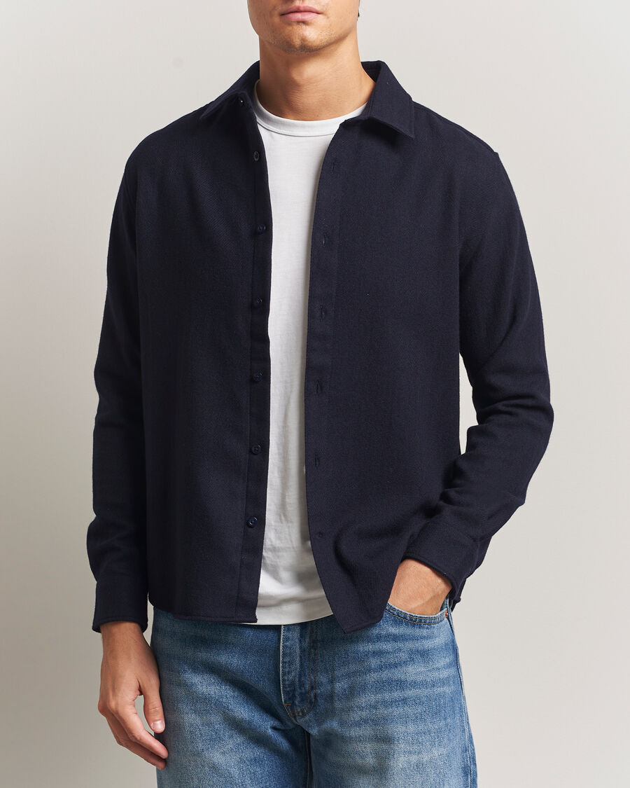 KnowledgeCotton Apparel Merino Wool Overshirt Night Sky men M Blå