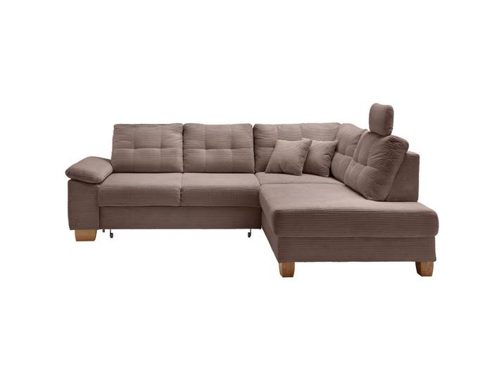 Ecksofa, Graubraun, 274x206 cm, Textil, 4-Sitzer & Liegefunktion, L-Form, Livetastic