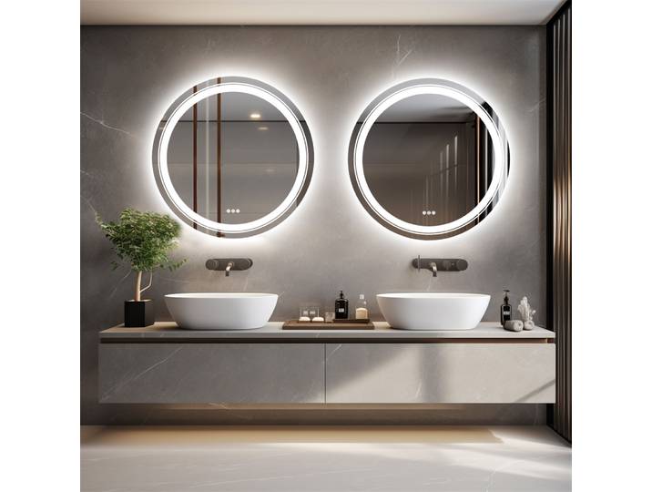 Miroir de salle de bain rond intelligent LUVODI 80 , miroir de toilette à écran tactile LED étanche, miroir de douche éclairé pour lavabo