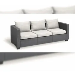 Allibert Salta 3-Sitzer in Anthrazit mit Kissen  Wetterfester Rattanoptik-Gartencouch