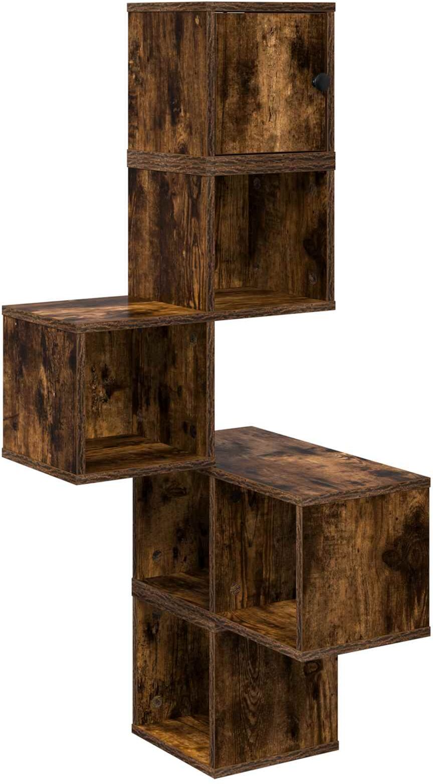 vidaXL Étagère d'angle murale Chêne fumé 48 x 48 x 120 cm