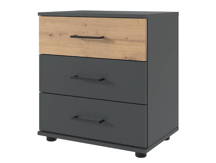 Nachtkommode Taiga 58cm Schwarz/Graphit/Eiche Artisan Dekor