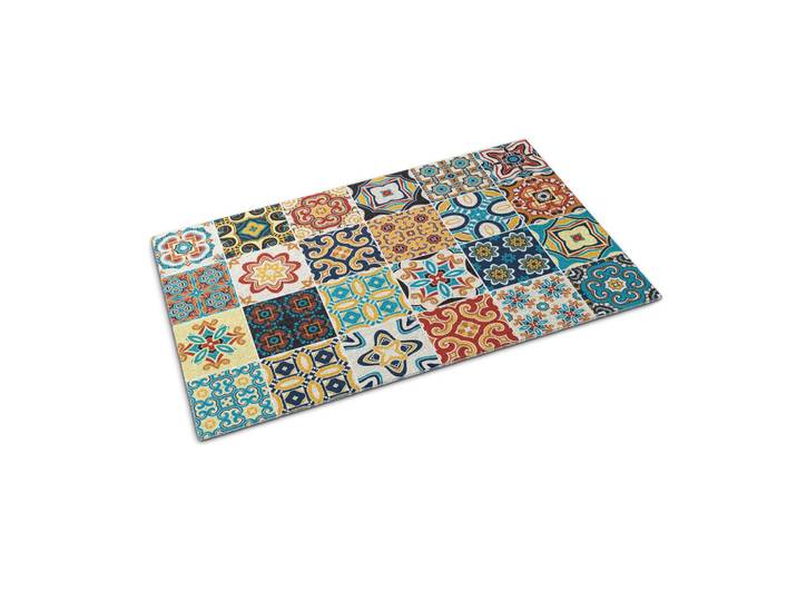 Tulup Fussmatte 90 x 60 cm Azulejo, Mehrfarbig, 90x60 cm, Teppiche und Böden, Schmutzfangmatten, Fußmatten