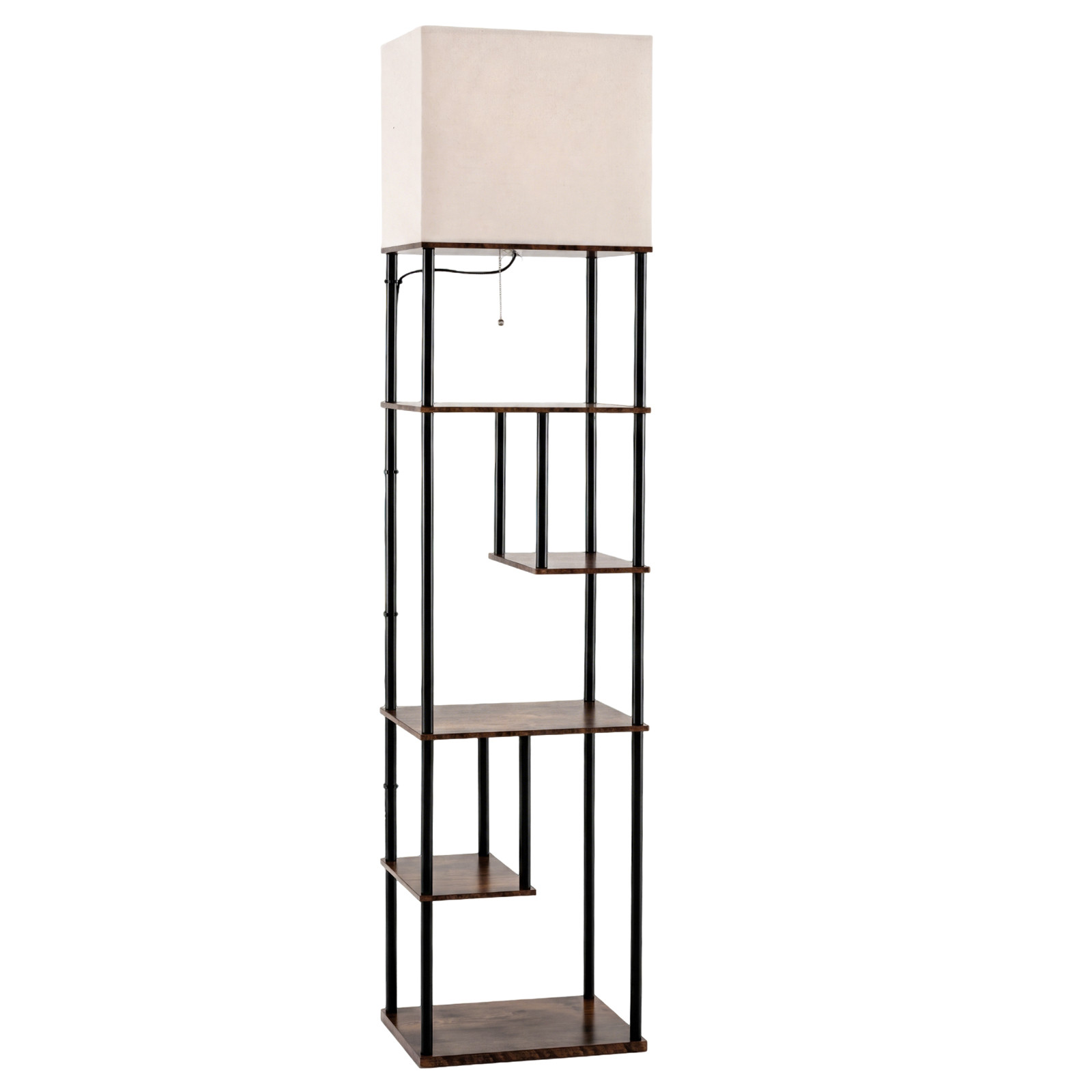 Costway Moderne Vloerlamp met 5 Planken en LED-verlichting voor Boeken en Decoratie