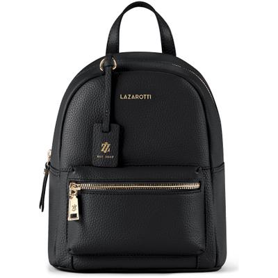 Rucksack LAZAROTTI "Bologna Leather City Rucksack Leder 27 cm", Damen, Gr. B/H/T: 12cm x 27cm x 12cm, schwarz, Rucksäcke Rucksack