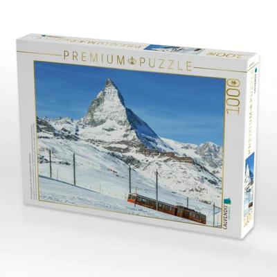 CALVENDO Puzzle Gornergratbahn vor dem majestätischen Mattherhorn | 1000 Teile Lege-Größe 64x48cm Foto-Puzzle für glückliche Stunden