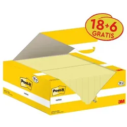 Post-it Notes 18+6 Vorteilspack Haftnotizen 38 mm x 51 mm »Notes«, 24 Stück gelb