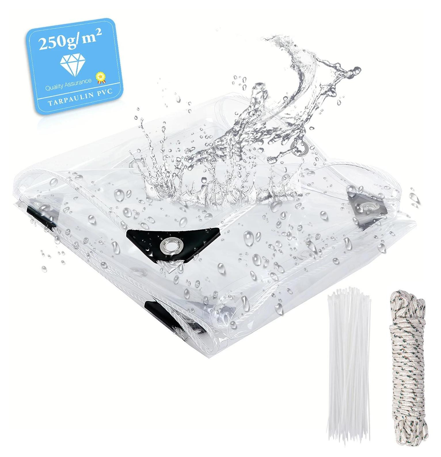 StarTech Transparant PVC-zeildoek met RVS oogjes, 3 x 5 meter, 0,2 mm dikte