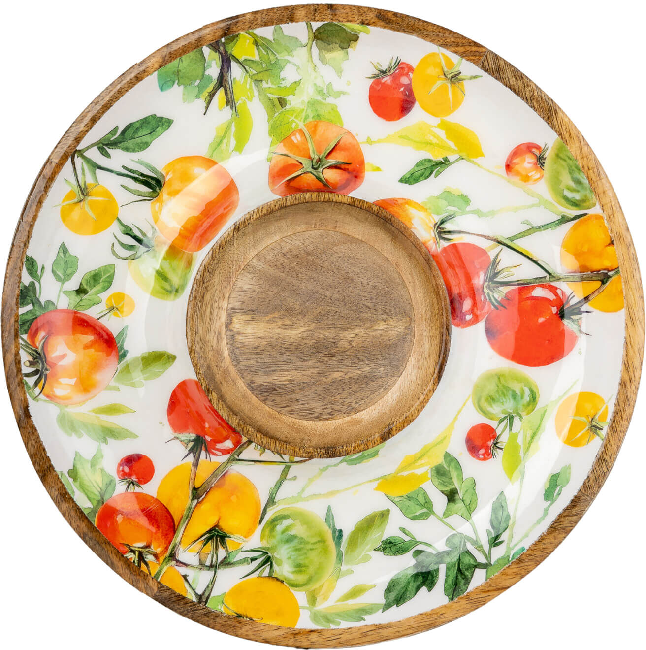 Candlelight Mango Wood Chip & Dip Dish - Tomato