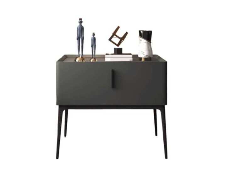 Kx9Lb8d Nachttische Minimalistischer Schrank aus massivem Holz, schwarzer Nachttisch(Mittel)