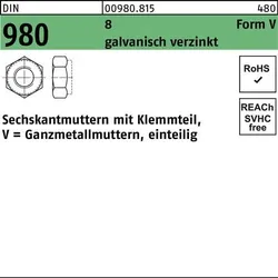 Sechskantmutter DIN 980 Klemmteil VM 12 8 galv.verz. 250 Stück
