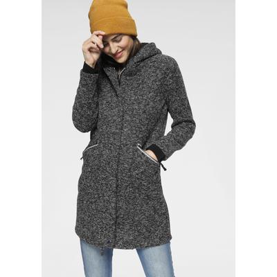 Strickmantel POLARINO, Damen, Gr. 36, grau (anthrazit), Fleece, Obermaterial: 100% Polyester, meliert, bequem, Windstopperbündchen, Mäntel Strickmantel, atmungsaktiv und wärmeisolierend. Strickoptik außen, Fleece innen., Topseller