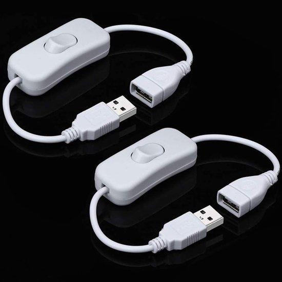 Greluma USB-verlengkabel met schakelaar, 3 stuks, wit