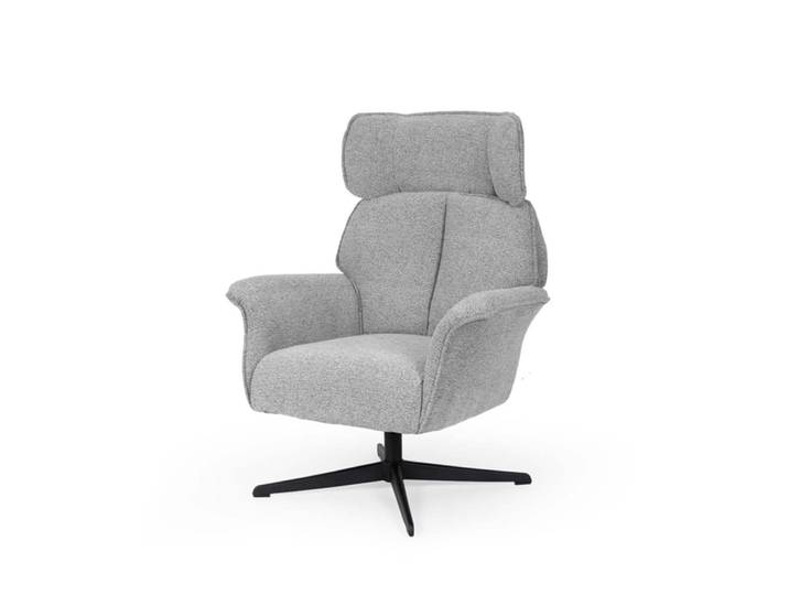 Fauteuil pivotant avec accoudoirs gris et pieds métalliques noirs