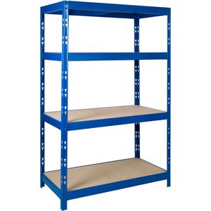 pro-bau-tec Schwerlastregal 10237, 4 Holzböden, 350kg Fachlast, blau, 180 x 120 x 60cm