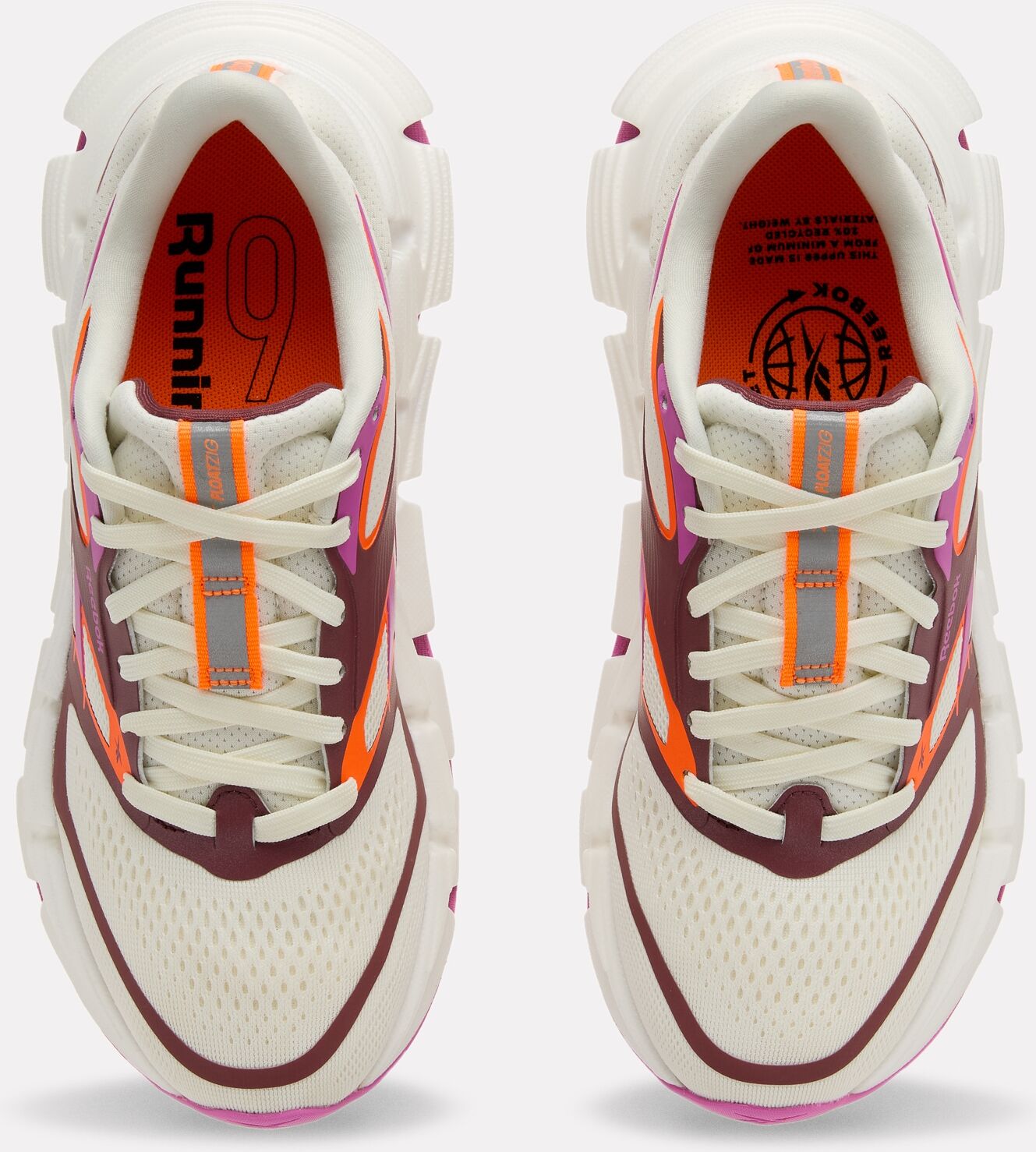 Laufschuh REEBOK "FLOATZIG 2", Damen, Gr. 40,5, bunt (chalk, virtual pink, atomic tangerine), Synthetik, Textil, Schuhe Laufschuh, für ein schnelles, federndes Laufgefühl chalk, virtual pink, atomic tangerine 40,5