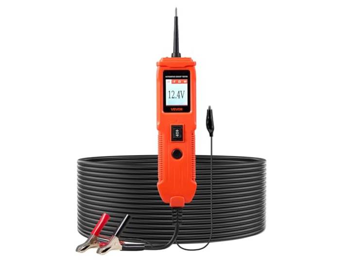 VEVOR Testeur de Circuit Automobile 8-35 V DC\, Testeur de Continuité avec Écran TFT et Éclairage\, Sonde avec Câble 4 m\, pour Test de Tension DC et AC\, de Résistance et de Diode\, pour Atelier