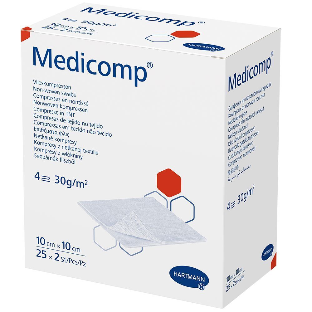 Medicomp Vlieskomp.steril 10x10 cm 4fach 25x2 St Kompressen