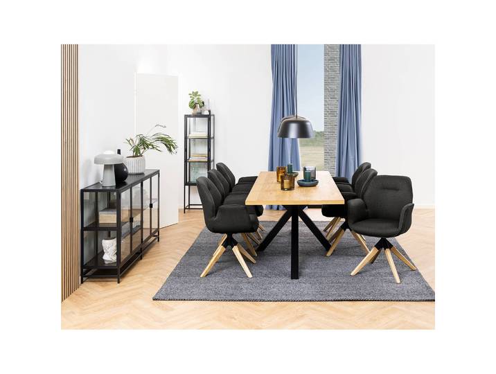Drehbarer Armlehnenstuhl Morini 61 x 91 x 59cm Grau/Anthrazit Gummibaum
