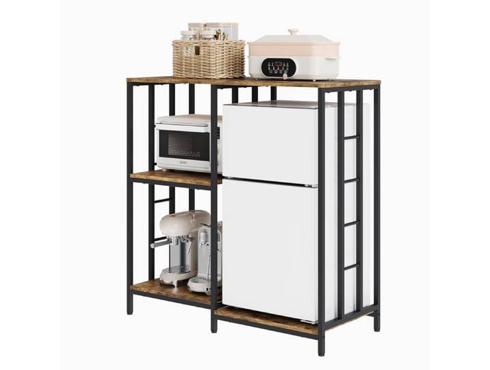 Étagère de cuisine - Électroménager de cuisine - 3 niveaux bois & métal- support micro-ondes/mini-frigo pour petite cuisine-Vintage
