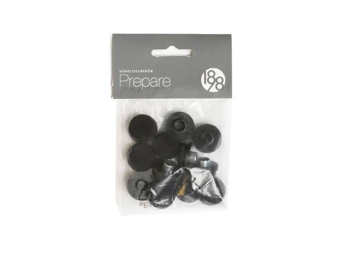 1898 Patin pour meuble Prepare noir, patins de protection plastique feutre 22 mm, 12 pcs