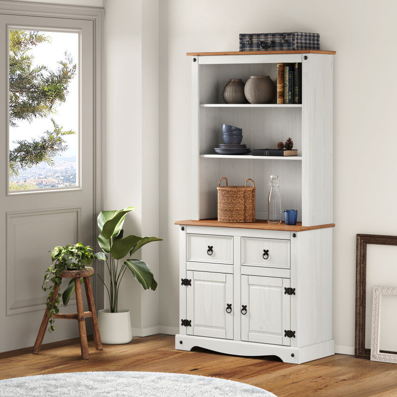 Brambly Cottage 87cm Sideboard with Bar Hutch White 176cm H X 87cm W X 40cm D