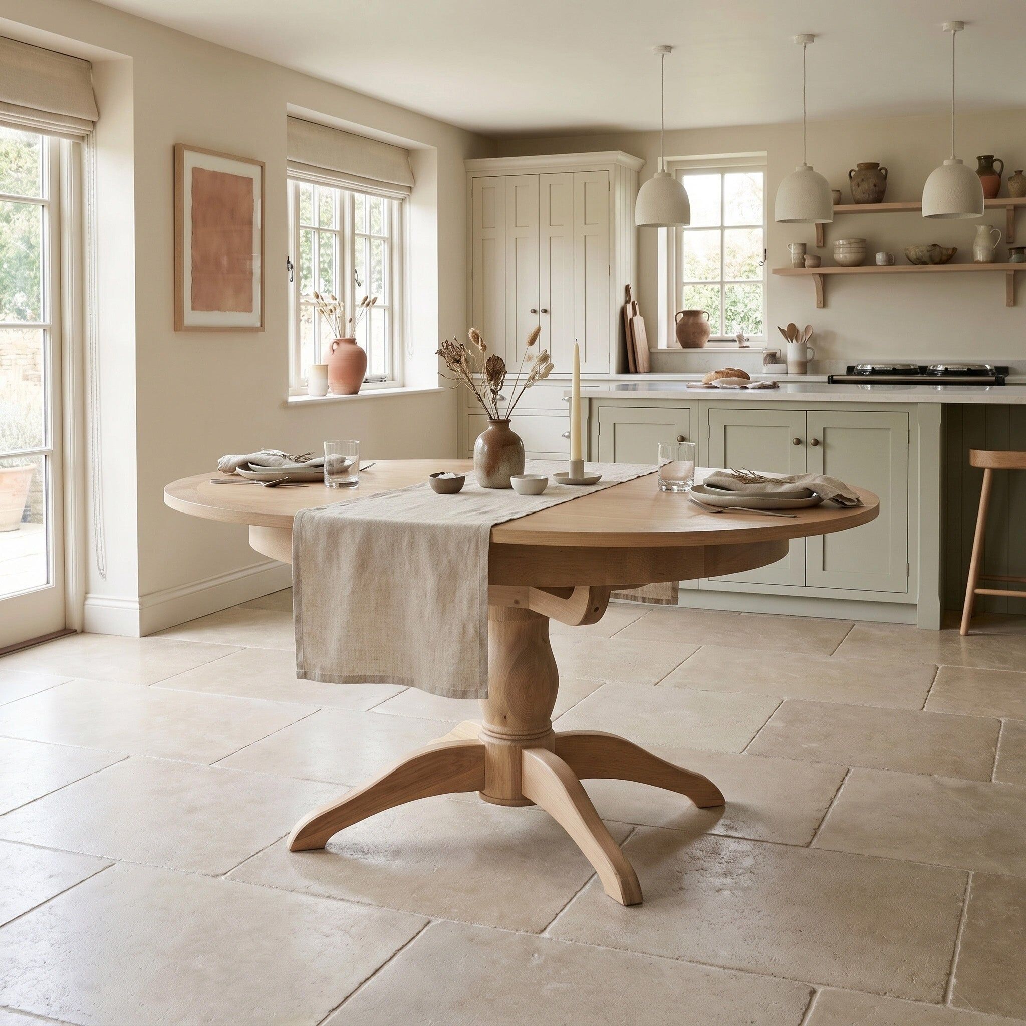 Harbour Lifestyle Amberley 4-6 Seater Round Extending Dining Table in Light Oak
