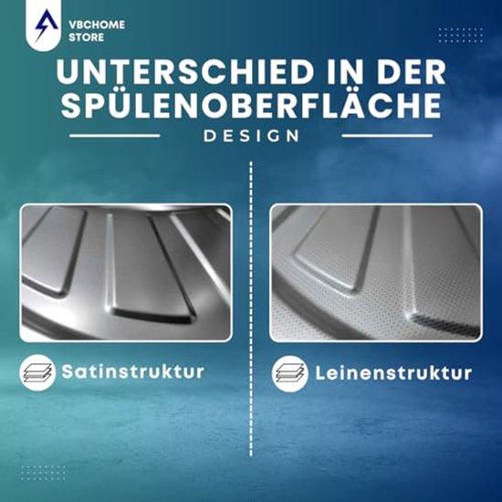 Famanu Spüle 98 x 50 cm mit Abtropffläche rechts und Bohrung - Ideal für Küche und Camping