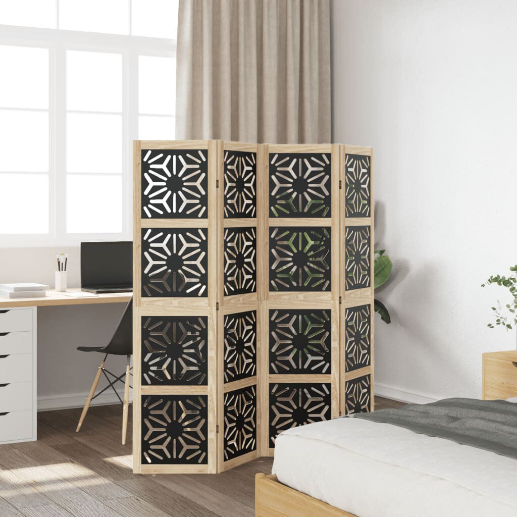 Latitude Vive Solid Wood Room Divider Black;Brown 160cm H x 145cm W