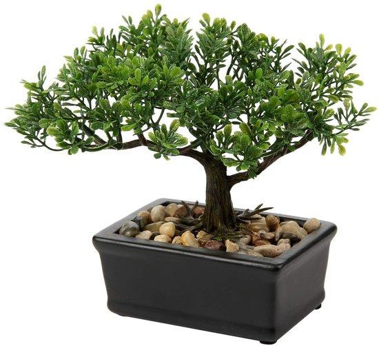 Benza Ibenzoa Kunstbonsai met zwarte keramische pot